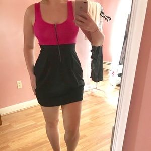 Slimming black and pink dress
